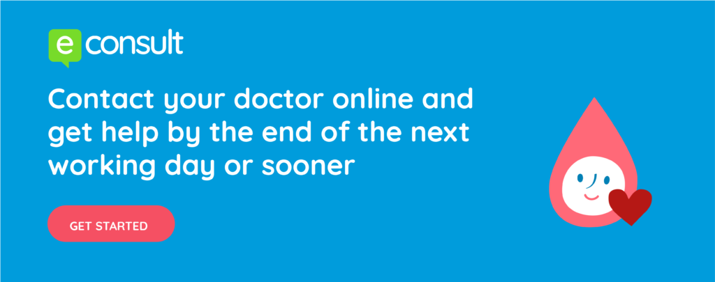 econsult Contac your doctor online and get help by the end of the next working day or sooner. Get started.