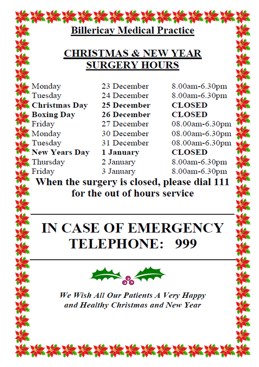 Christmas Opening Hours